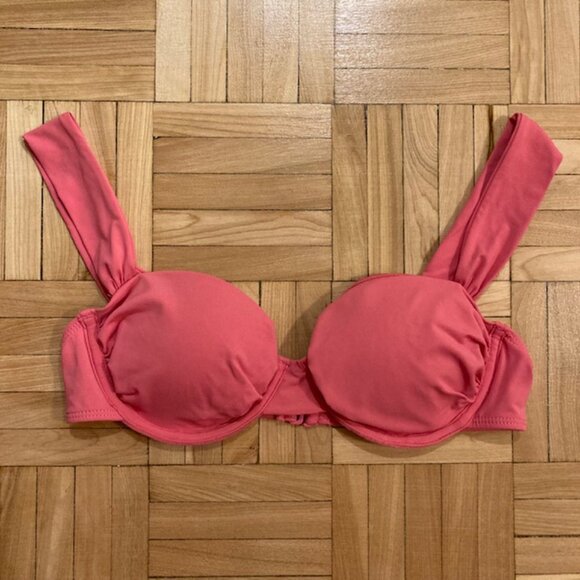 Dynamite Pink Ruched Underwire Bustier Bikini Top Swimwear - Picture 3 of 3